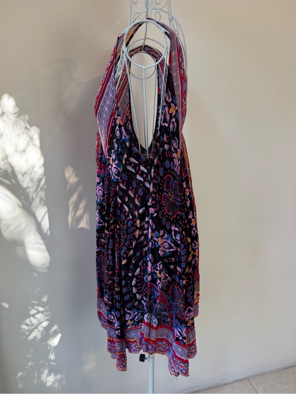 Free People Gypsy Trapeze Slip Dress Size S Boho Floral Paisley Mini Dress - Picture 5 of 9